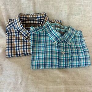 2 Daniel Cremieux Blue and Brown Casual Button Down Shirts